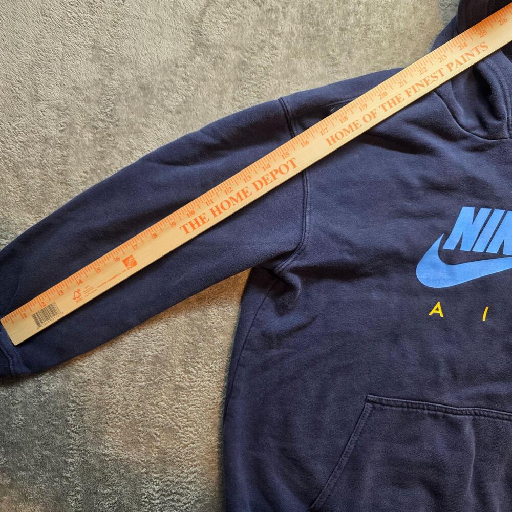Nike Hoodie Teens XL Blue Fleece Pullover Nike Air Graphic Logo Sweatshirt - Picture 8 of 9